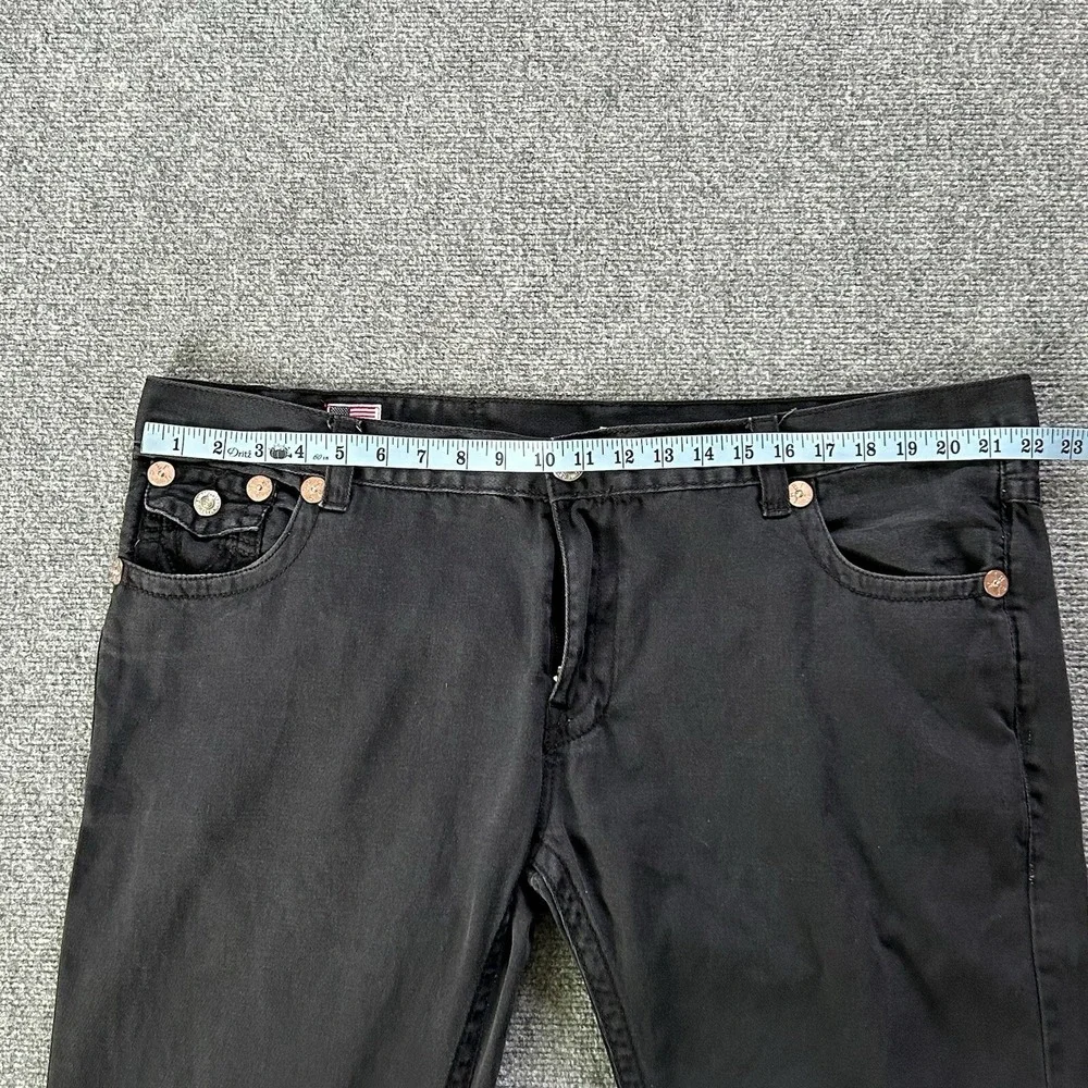 True Religion Jeans Men 42 X 33 Black Billy Super‎ T Flap Denim VTG USA Made P6